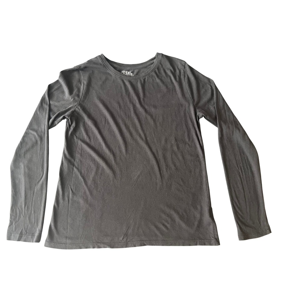 Time and Tru Black Long Sleeve Crew Neck Tee Shirt Size M 8-10 (1101)